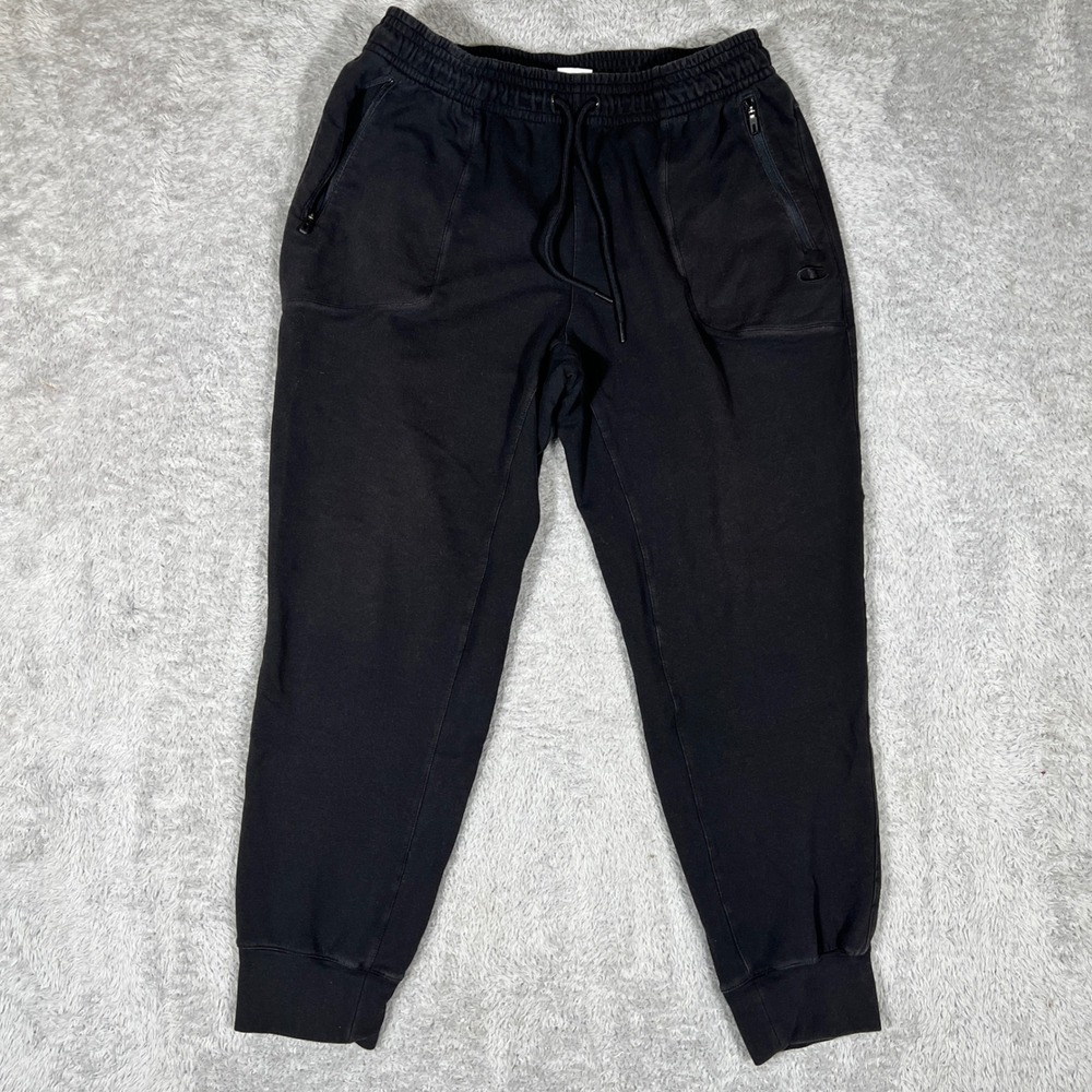 Champion Mens Black Fleece Jogger Sweatpants XL Zip Pockets 1965727